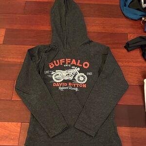 Buffalo David Bitton Dark Gray Hooded Sweatshirt with Red Graphic